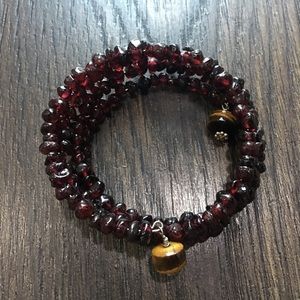 GARNET TIGERS EYE WRAP AROUND BRACELET
